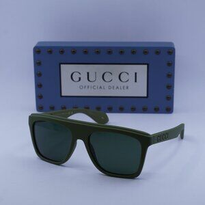 Gucci GG1570S 007 Square Sunglasses - Matte Green/Green